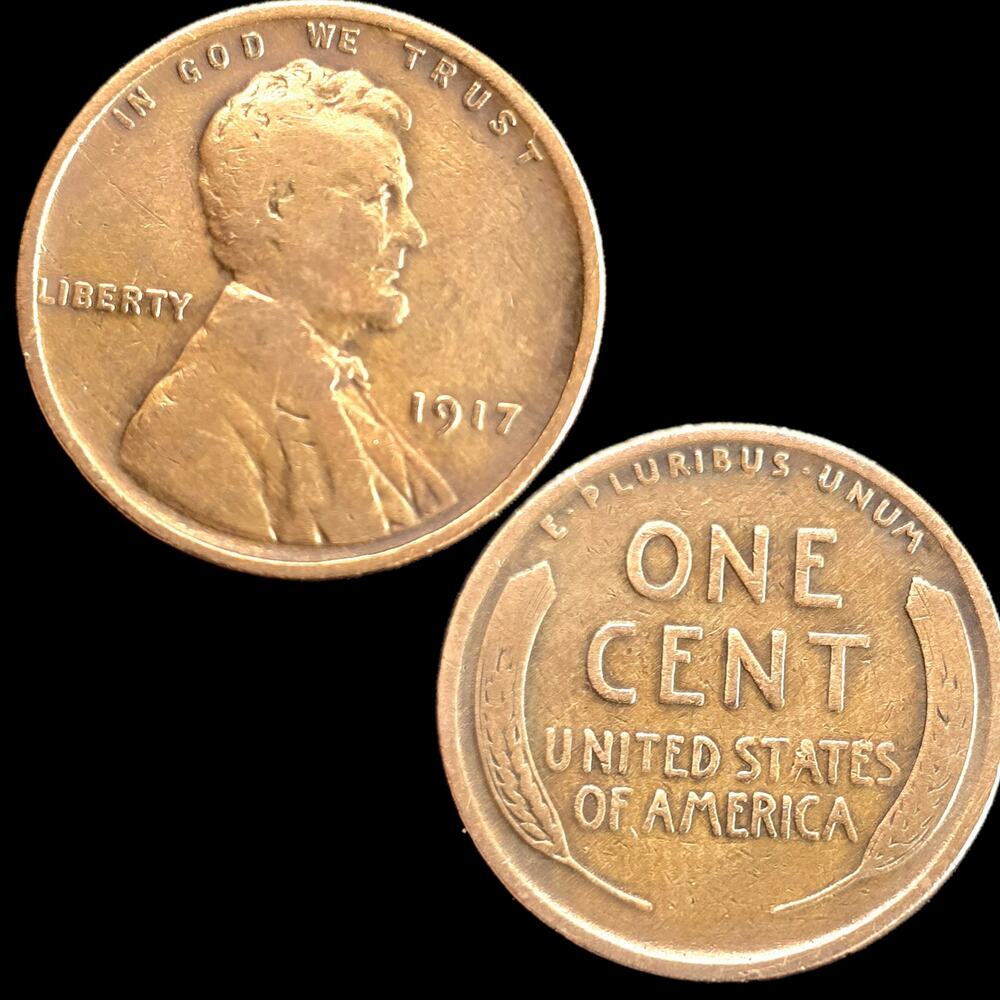 Antique 1917 No Mint Mark Doubled Die Obverse Lincoln Wheat Cent Penny READ
